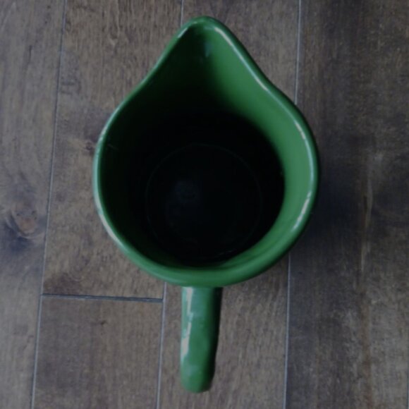 Vintage Dark Green Ceramic Pitcher : READ - Picture 5 of 7